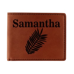 Tropical Leaves Leatherette Bifold Wallet - Double Sided (Personalized)