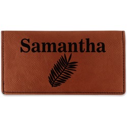 Tropical Leaves Leatherette Checkbook Holder - Double Sided (Personalized)