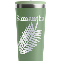 Tropical Leaves RTIC Everyday Tumbler with Straw - 28oz - Light Green - Single-Sided (Personalized)