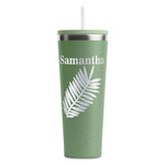 Tropical Leaves RTIC Everyday Tumbler with Straw - 28oz - Light Green - Double-Sided (Personalized)