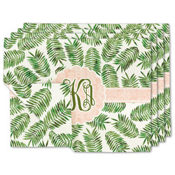 Tropical Leaves Linen Placemat w/ Monogram