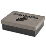 Tropical Leaves Medium Gift Box w/ Engraved Leather Lid (Personalized)