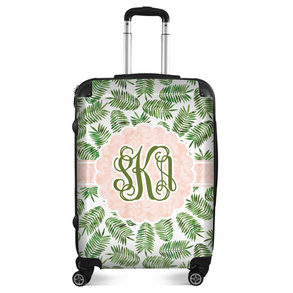 Custom Tropical Leaves Suitcase - 24" Medium - Checked (Personalized)