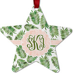 Tropical Leaves Metal Star Ornament - Double Sided w/ Monogram