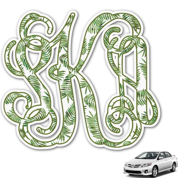 Custom Tropical Leaves Monogram Car Decal (Personalized)