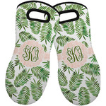 Tropical Leaves Neoprene Oven Mitts - Set of 2 w/ Monogram