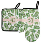 Tropical Leaves Left Oven Mitt & Pot Holder Set w/ Monogram