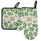 Tropical Leaves Neoprene Oven Mitt and Pot Holder Set - Left