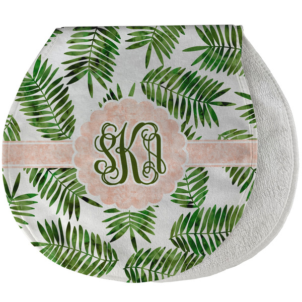 Custom Tropical Leaves Burp Pad - Velour w/ Monogram