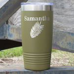 Tropical Leaves 20 oz Stainless Steel Tumbler - Olive - Double Sided (Personalized)