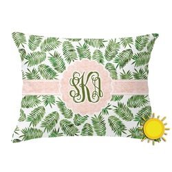 Tropical Leaves Outdoor Throw Pillow (Rectangular) (Personalized)