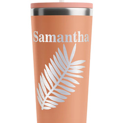 Tropical Leaves RTIC Everyday Tumbler with Straw - 28oz - Peach - Single-Sided (Personalized)