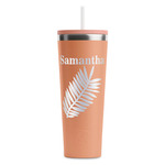 Tropical Leaves RTIC Everyday Tumbler with Straw - 28oz - Peach - Single-Sided (Personalized)