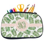 Tropical Leaves Neoprene Pencil Case - Medium w/ Monogram