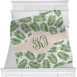 Tropical Leaves Minky Blanket - Twin / Full - 80"x60" - Double Sided (Personalized)