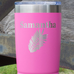 Tropical Leaves 20 oz Stainless Steel Tumbler - Pink - Double Sided (Personalized)