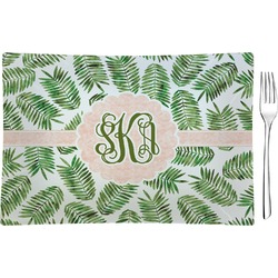 Tropical Leaves Rectangular Glass Appetizer / Dessert Plate - Single or Set (Personalized)