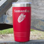 Tropical Leaves 20 oz Stainless Steel Tumbler - Red - Double Sided (Personalized)