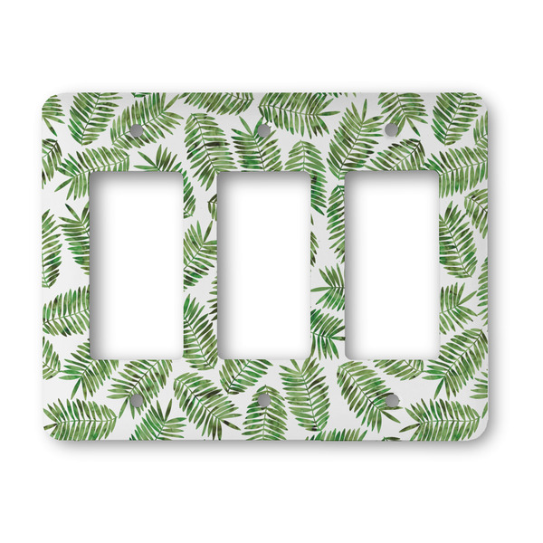 Custom Tropical Leaves Rocker Style Light Switch Cover - Three Switch