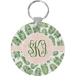 Tropical Leaves Round Plastic Keychain (Personalized)