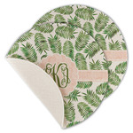 Tropical Leaves Round Linen Placemat - Single Sided - Set of 4 (Personalized)