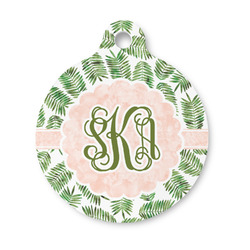 Tropical Leaves Round Pet ID Tag - Small (Personalized)