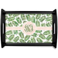 Tropical Leaves Black Wooden Tray - Small (Personalized)