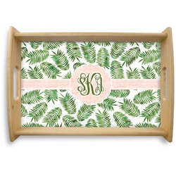 Tropical Leaves Natural Wooden Tray - Small (Personalized)