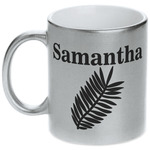 Tropical Leaves Metallic Silver Mug (Personalized)