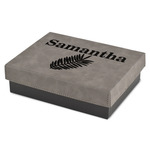 Tropical Leaves Small Gift Box w/ Engraved Leather Lid (Personalized)