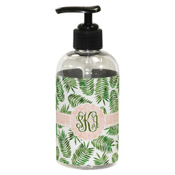 Tropical Leaves Plastic Soap / Lotion Dispenser (8 oz - Small - Black) (Personalized)
