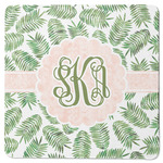 Tropical Leaves Square Rubber Backed Coaster (Personalized)