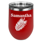 Tropical Leaves Stemless Stainless Steel Wine Tumbler - Red - Double Sided (Personalized)