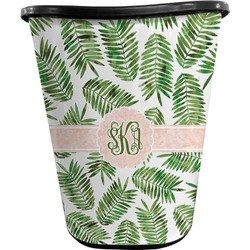 Tropical Leaves Waste Basket - Double Sided (Black) (Personalized)