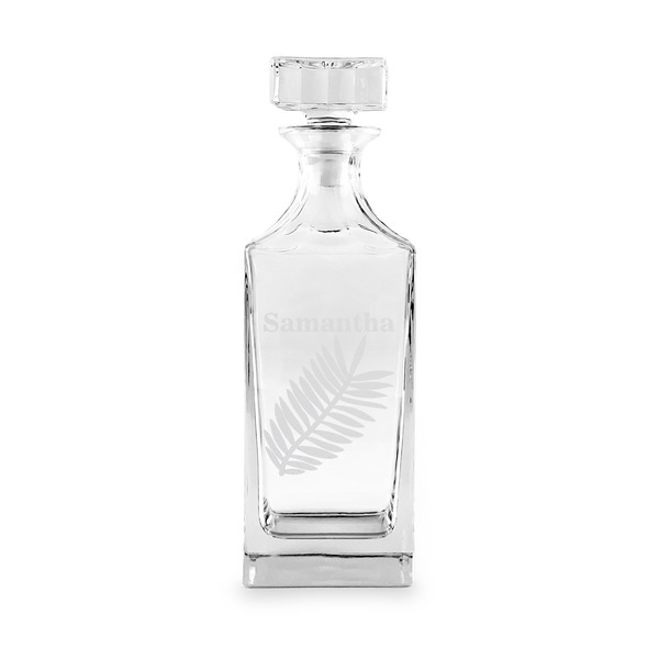 Custom Tropical Leaves Whiskey Decanter - 30 oz Square (Personalized)