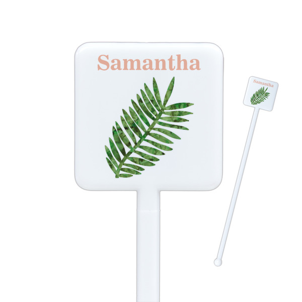 Custom Tropical Leaves Square Plastic Stir Sticks - Double Sided (Personalized)