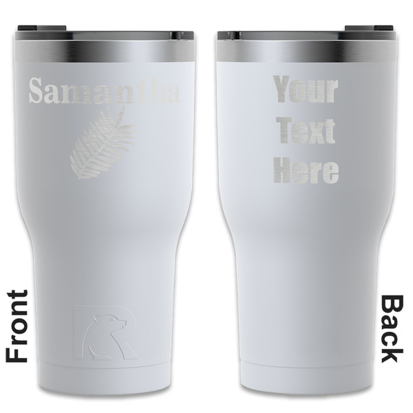 Custom Tropical Leaves RTIC Tumbler - White - Engraved Front & Back (Personalized)