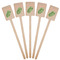 Tropical Leaves Wooden 6.25" Stir Stick - Rectangular - Fan View