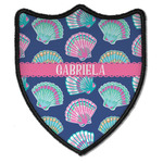 Preppy Sea Shells Iron On Shield Patch B w/ Name or Text