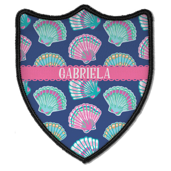 Custom Preppy Sea Shells Iron On Shield Patch B w/ Name or Text