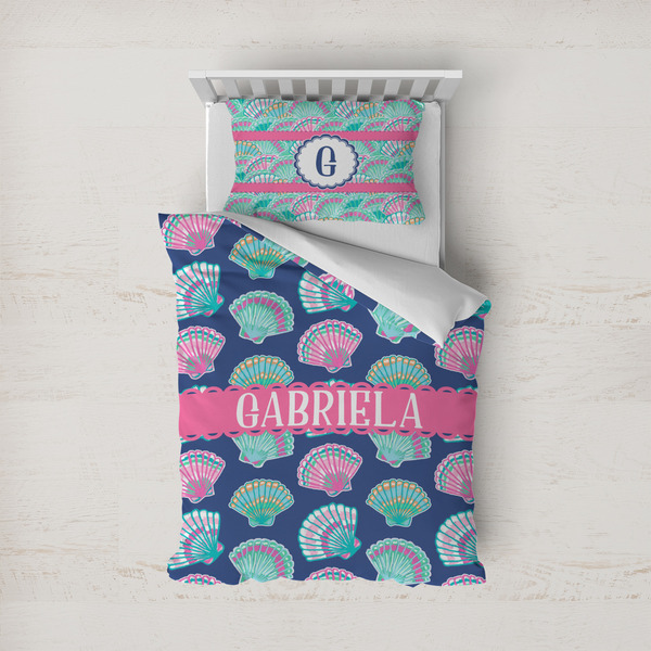 Custom Preppy Sea Shells Duvet Cover Set - Twin (Personalized)