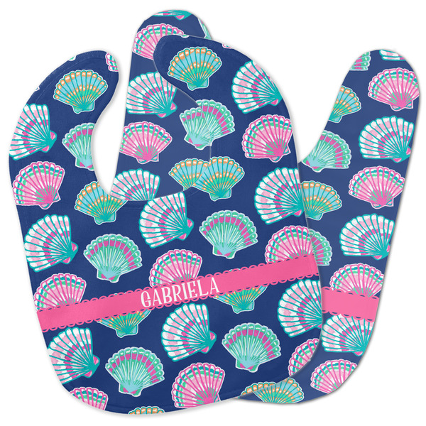 Custom Preppy Sea Shells Baby Bib w/ Name or Text