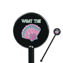 Preppy Sea Shells 5.5" Round Plastic Stir Sticks - Black - Single Sided (Personalized)