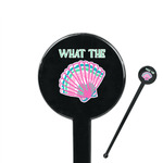 Preppy Sea Shells 7" Round Plastic Stir Sticks - Black - Single Sided (Personalized)