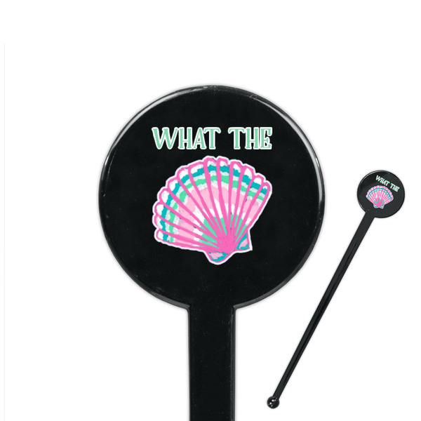 Custom Preppy Sea Shells 7" Round Plastic Stir Sticks - Black - Single Sided (Personalized)