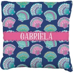 Preppy Sea Shells Faux-Linen Throw Pillow 16" (Personalized)