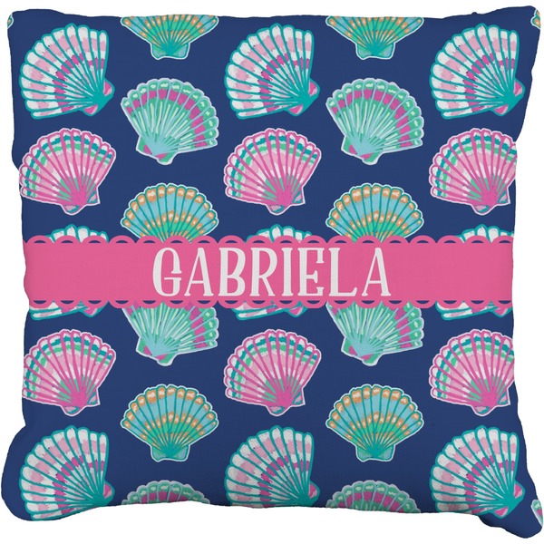 Custom Preppy Sea Shells Faux-Linen Throw Pillow 16" (Personalized)