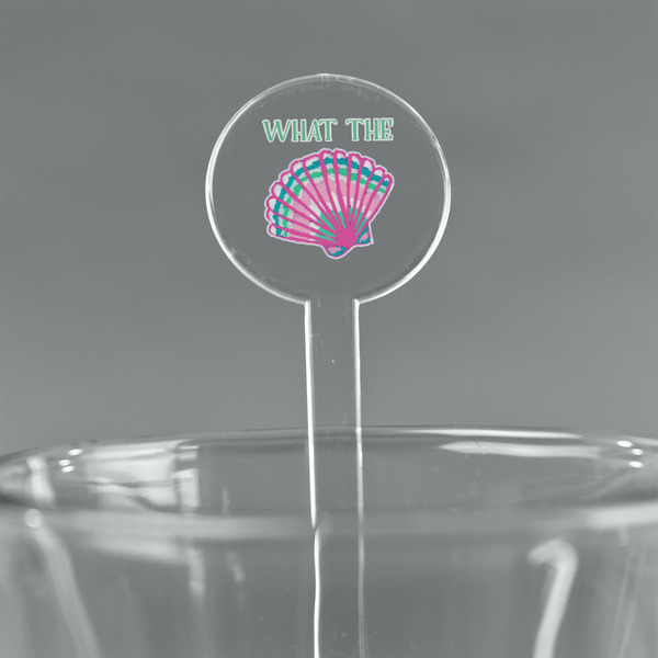 Custom Preppy Sea Shells 7" Round Plastic Stir Sticks - Clear (Personalized)