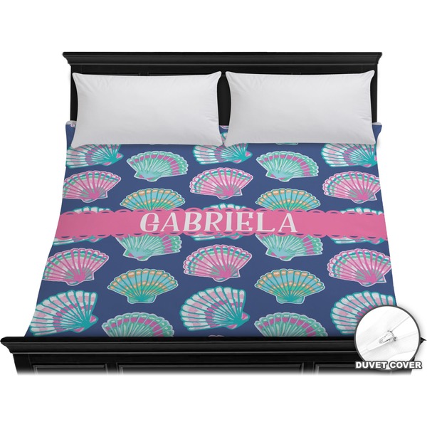 Custom Preppy Sea Shells Duvet Cover - King (Personalized)