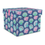 Preppy Sea Shells Gift Box with Lid - Canvas Wrapped - Large (Personalized)